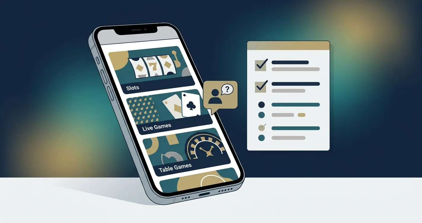 Vegas Hero mobile casino UK: browser games, bonus and support icons
